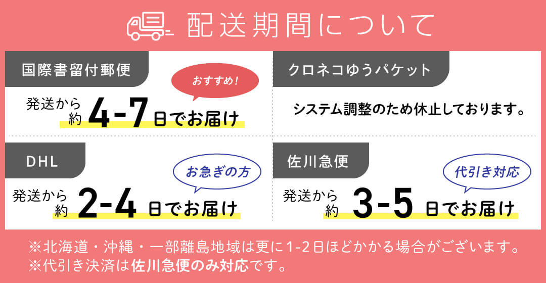 カラコン『度なし・度あり・乱視』WEEKENDSHOP / 送料と配送日数について